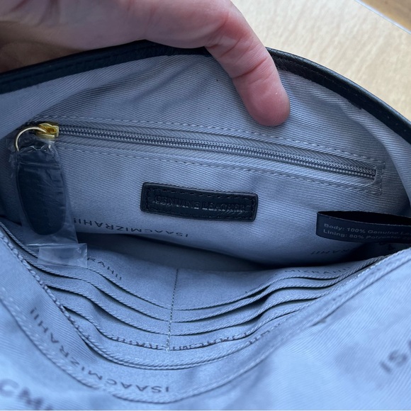 Isaac Mizrahi Black Pebbled Leather Envelope Clutch With Tassel NWOT - Picture 7 of 14